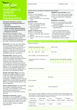 UNISON Representative Notification Form