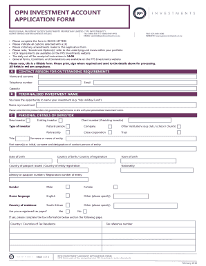 OPN Investment Account Application Form