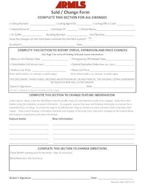 Real Estate Listing Change Form