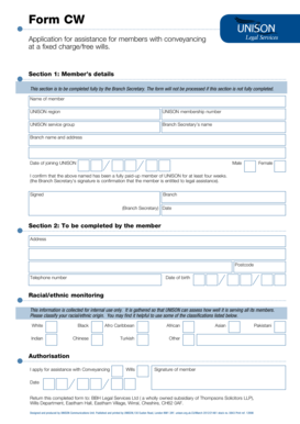 UNISON Conveyancing and Wills Assistance Application