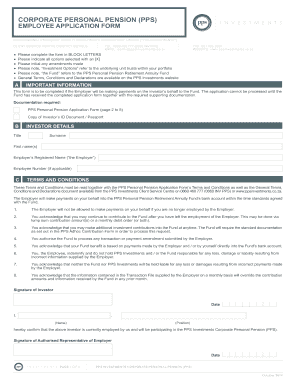 PPS Corporate Personal Pension Application Form