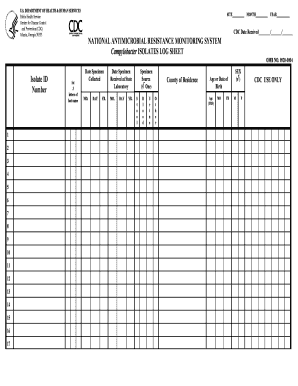 Campylobacter Isolates Log Sheet