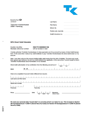 Techniker Krankenkasse SEPA Direct Debit Mandate