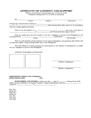 Affidavit of Consent and Support