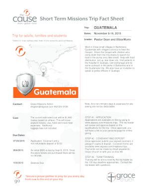 Short Term Missions Trip Fact Sheet
