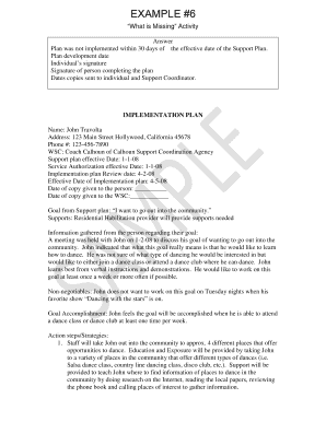 John Travolta Sample Implementation Plan Example 6 Developmental Disabilities - dfmc-florida