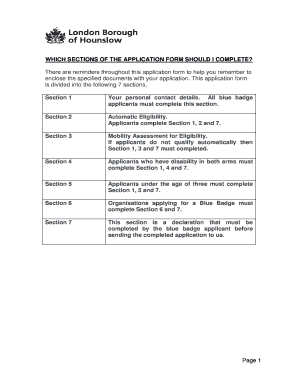 UK Blue Badge Application Form