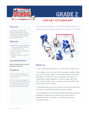 Hockey Vocabulary Lesson Plan