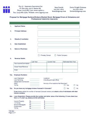 Mortgage Bankers/Brokers Blanket Bond Application