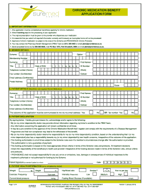 Chronic Medication Benefit Application Form