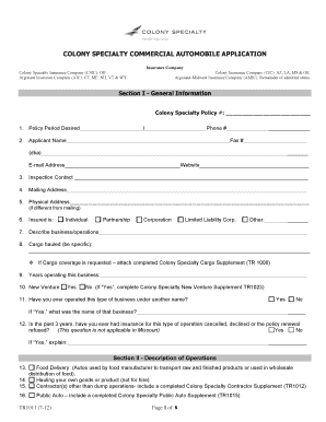 Commercial Automobile Insurance Application