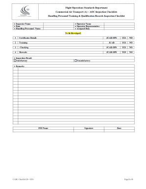 AOC Inspection Checklist for Handling Personnel