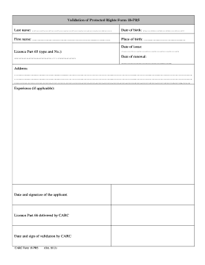 Validation of Protected Rights Form 18-PR5