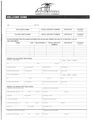 Apartment Rental Application Form