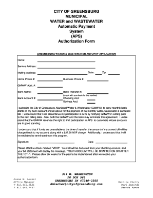 Greensburg Water AutoPay Authorization Form