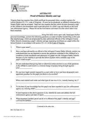 Virginia Student Identity and Age Affidavit