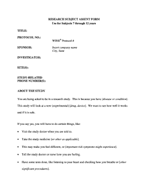 Research Subject Assent Form