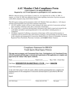 AAU Member Club Compliance Form
