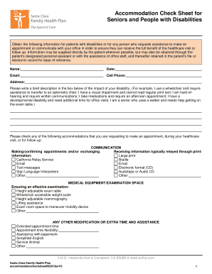 Accommodation Check Sheet for Seniors and People with Disabilities
