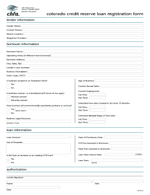 Colorado Credit Reserve Loan Registration Form