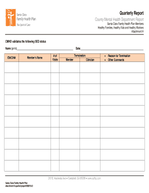 Quarterly Report for Santa Clara Family Health Plan