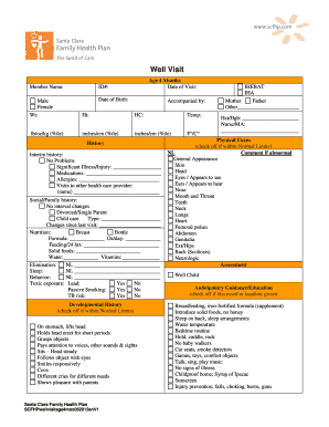 Well Visit Form for 4-Month-Old