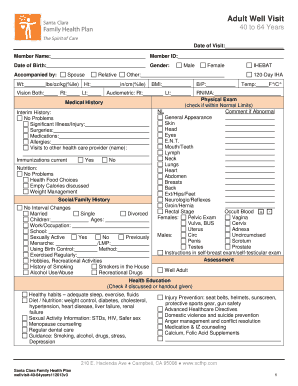Adult Well Visit Form