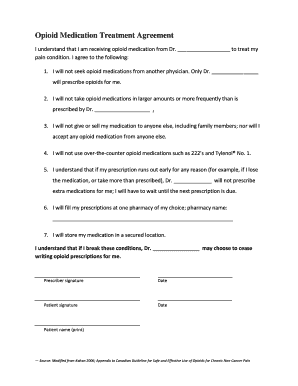 Opioid Medication Treatment Agreement