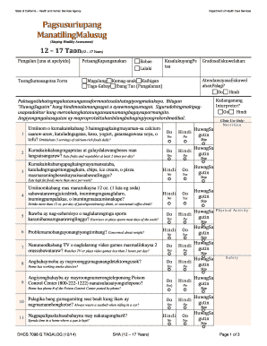 California Staying Healthy Assessment Form