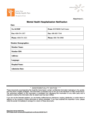 Mental Health Hospitalization Notification Form