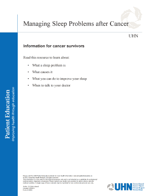 Managing Sleep Problems after Cancer