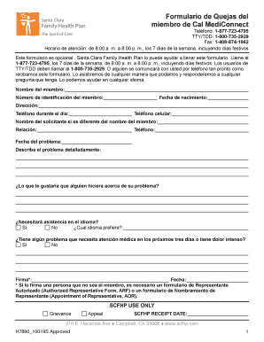Formulario de Quejas del miembro de Cal MediConnect