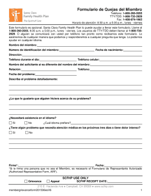 Formulario de Quejas del Miembro