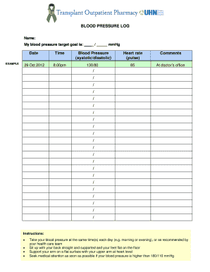 Blood Pressure Log Form