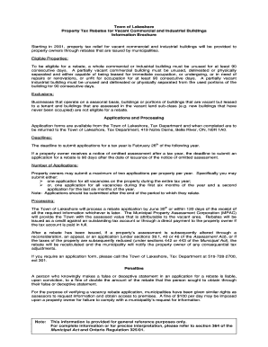 Property Tax Rebate Application for Vacant Buildings