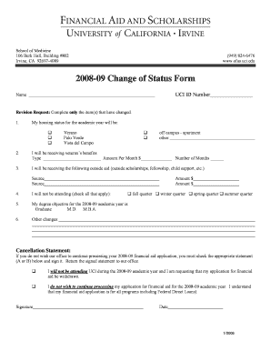 2008-09 Change of Status Form