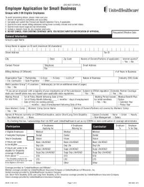 Employer Application for Small Business Health Insurance