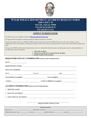 Wylie Police Department Accident Report Request Form