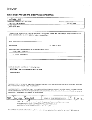 Texas Sales and Use Tax Exemption Certification