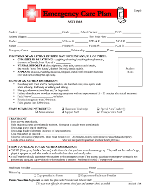 Asthma Action Plan Form