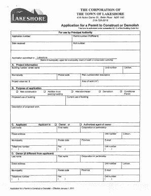 Application for a Permit to Construct or Demolish