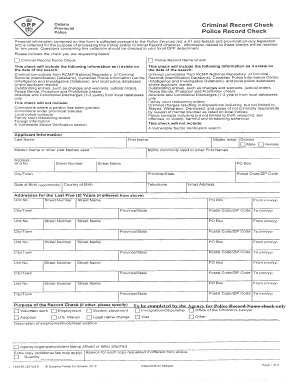 Ontario Criminal Record Check Form