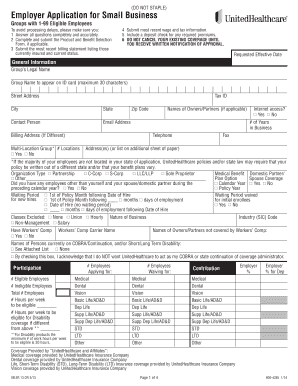 Employer Application for Small Business Health Insurance