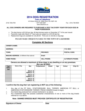 2014 Dog Registration Form