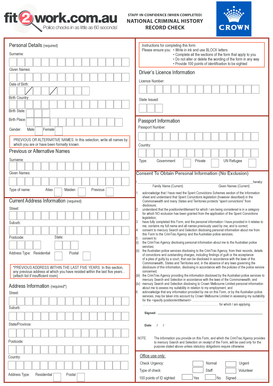 National Criminal History Record Check Form