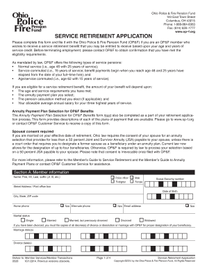 Ohio Police & Fire Pension Fund Service Retirement Application