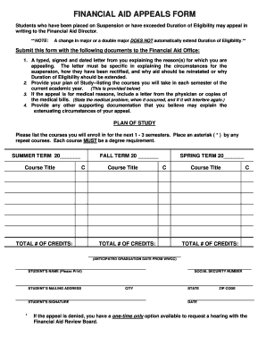 Financial Aid Appeal Form