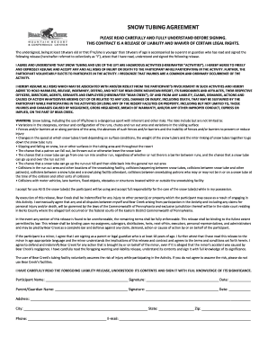 Snow Tubing Liability Waiver