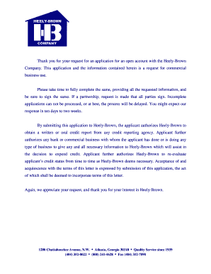 Heely-Brown Credit Application and Guaranty