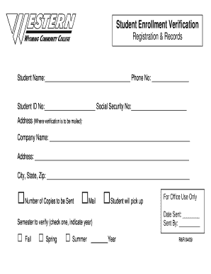 Student Enrollment Verification Form